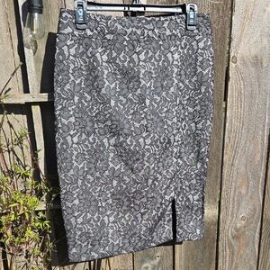Worthington Gray Lace Pencil Skirt with Front Slit Women's 6